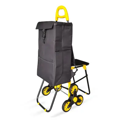 VOUNOT Wheels Stair Climbing Shopping Trolley, with Seat and 35L Insulated Bag