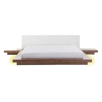 Bed with LED Wood ZEN x cm (EU Super King) Brown Ash Wood