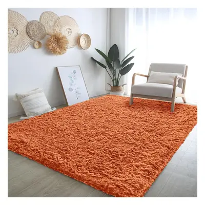 (Rust, 160cm x 230cm (5ft 4" x 7ft 8")) Non Slip Rugs Shaggy Fluffy Rugs Runners & Bath Door Mat