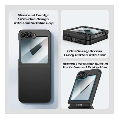 Kassma Ltd Samsung Galaxy Z Flip Case Ultra Sli, Full Body Cover with Built-in Screen Protector,