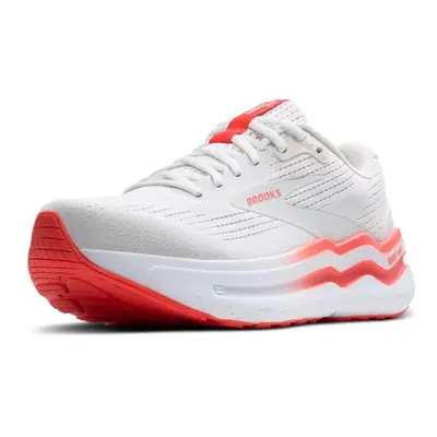 Brooks Womens Ghost Max Neutral Running & Walking Shoe - White/Hot Coral - 8.5 Medium