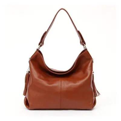 (brown) Zency New Fashion Soft Real Genuine Leather Tassel Women Handbag Elegant Ladies Hobo Sho