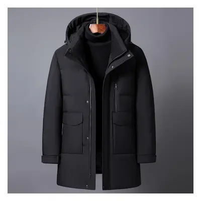 (black, L) Winter Feather Coats For Men Outerwear High Quality Plus Size Middle Aged Men&apos;s 