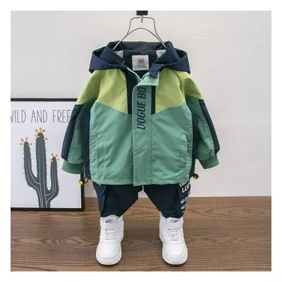 (green, 130) 2pcs Children Coat Long Sleeve Baby Sets Kid Clothes Casual Boys Clothing Costume