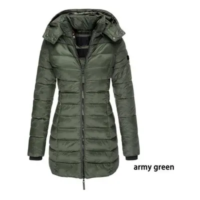 (green, XL) Women&apos;s Slim-fit Winter Windproof And Warm Cotton Jacket