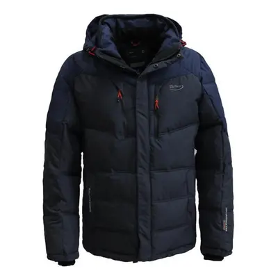 (dark blue, XL) Men Winter Jacket Thick Warm Cotton Padded Coat Patchwork Hooded Parka