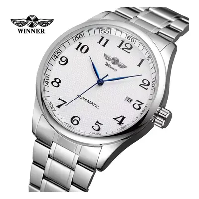 (white) Winner New Top Men&apos;s Watch Simple Fashion Men&apos;s Automatic Mechanical Strap Cal