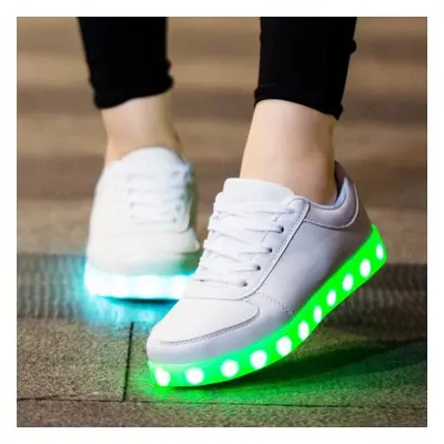 (white, 46) Usb Charger Glowing Sneakers Children Led Casual Shoes Boys Led Slippers Luminous Sn