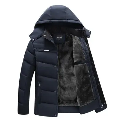 (blue, XL) Wannawear Windproof Rainproof Winter Men Outwear Collar Warm Cotton Down Coat Thick P