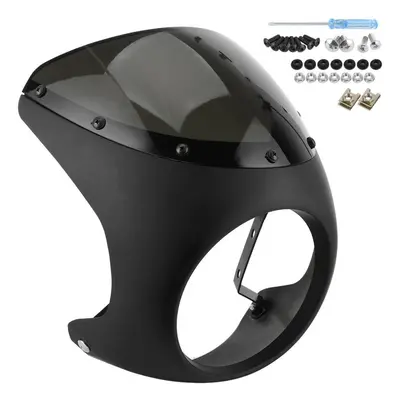 (Matte Black Black Lens Matte) 7in Headlight Fairing Wind Deflector Windshield For Motorcycle