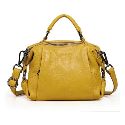 (yellow) Fashion Boston Women Shoulder Bags Messenger Bag Ladies Small Genuine Leather Handbag W