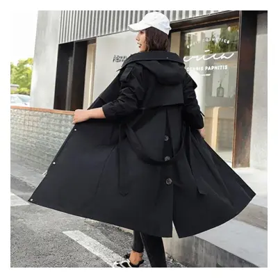 (black, L) Women Winter Jacket Hooded X-long Thick Faux Fur Padded Parkas Woman Distachable Plus