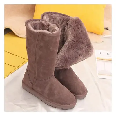 (grey, 40) Winter Boots Classic Women Snow Boots Genuine Sheepskin Leather Female Long Boots War