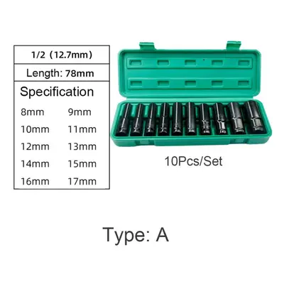 (A) 10pcs Extension Sleeve Hexagonal Pneumatic Socket Head For Electric Wrench Hand Tools Impact