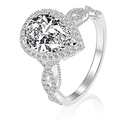 (white, 5) Tancise S925 Sterling Silver * Jewelry Carat Synthetic Diamond Ring Female Master