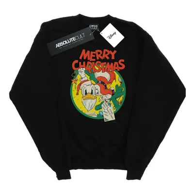 (XL, Black) Disney Mens Donald Duck Merry Christmas Sweatshirt