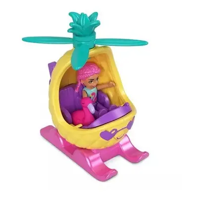 Polly Pocket Doll with Themed Die-cast Car Pineapple Helicopter & Pet