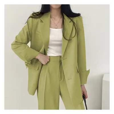 (green, L) Fall Fashion Long Sleeve Blazer Pant Sets Blazers Women Casual Womens Piece Outfit Se