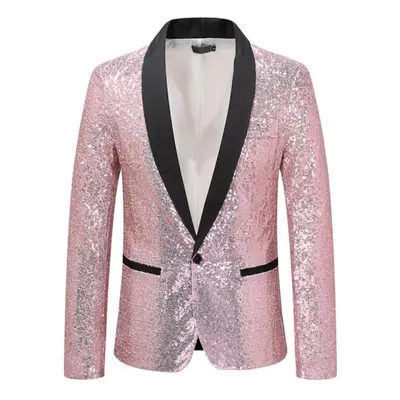 (pink, M) Men&apos;s Clothing Stylish Formal Suit Men Suit Business Office Wedding Suit Jacket B