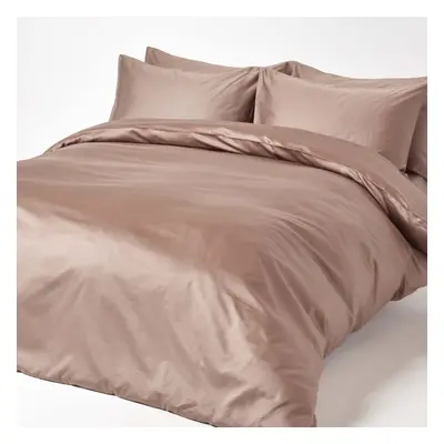 Homescapes King Size Brown Organic Cotton Duvet Cover Set TC