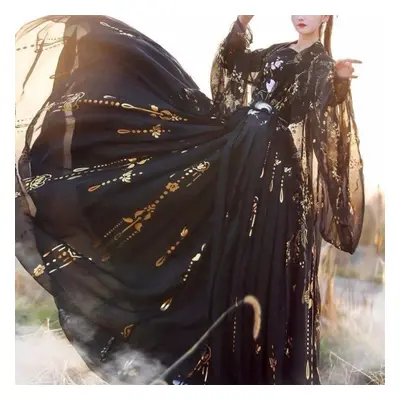 (black, L) Chinese Wei Jin Dynasty Hanfu Suit Black Hanfu Suit Elegant Fairy Suit