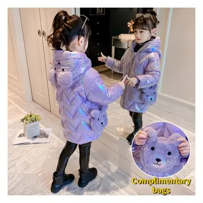 (purple, 140cm) Girls&apos;cotton-padded Clothes New Winter Clothes Children&apos;s Thickened Wa