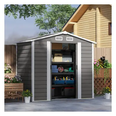 Outsunny x 4ft Upgraded Metal Shed with Lock, Easy to Assemble, Light Grey