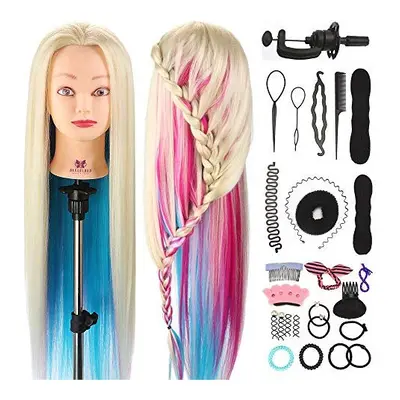 Neverland Beauty 26" 100% Synthetic Fiber Hair Hairdressing Training Head Manikin Doll Multicolo