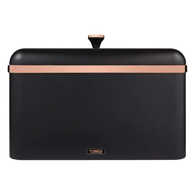 Tower T826130BLK Cavaletto Bread Bin Storage, Carbon Steel, Removable Lid, Black and Rose Goldâ