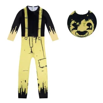 (7-8 Years) Kids Bendy And The Ink Machine Costume Fancy Jumpsuit & Mask Cosplay Halloween