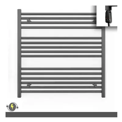 (700x800 (BTU: 1634), With GT Thermostatic Element) 700mm Wide Anthracite Grey Electric Towel Ra