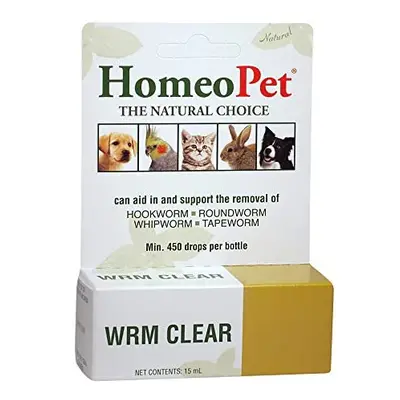 HomeoPet WRM CLEAR - 100% Natural Pet Medicine. For tapeworm, whipworm, roundworm, and hookworm.