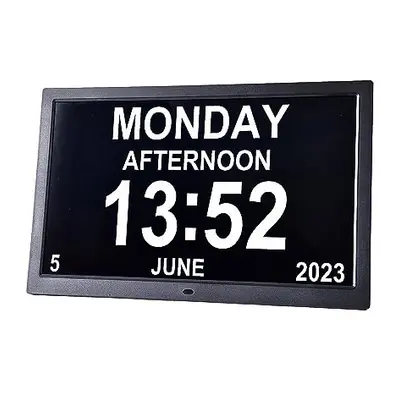 Extra-large Dementia Clock with Medication Reminders, Day, Date, Alarms, Selectable Analogue/Dig