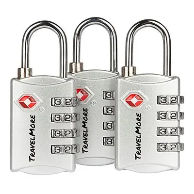 3 Pack TSA Luggage Locks with Digit Combination - Heavy Duty Set Your Own Padlocks for Travel, B