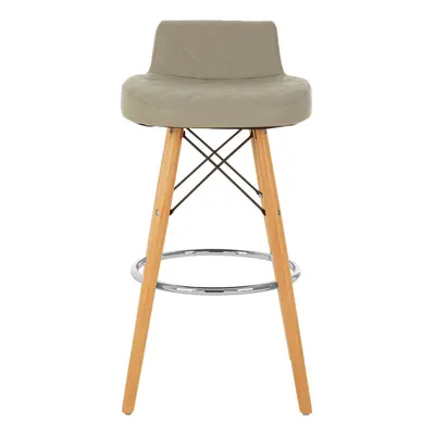 Grey Leather Effect Seat Bar Stool, Comfortable Faux Leather Bar Stool, Space-Saver Kitchen Bar 