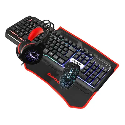 Gaming Keyboard Mouse Wired Stereo Headset Comobs with Anti-Slip Mouse Pad