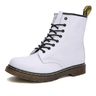 (White, UK 4.5=EUR 39) Women Retro Boots Classic Leather Ankle Boot Shoes