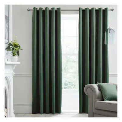 (Bottle Green, x Inch) Laurence Llewelyn Bowen Montrose Velvet Blackout Eyelet Lined Curtains