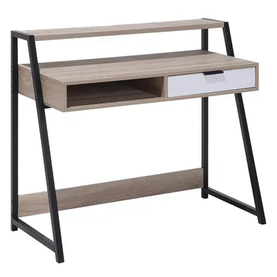 Home Office Desk with Storage Light Wood CALVIN