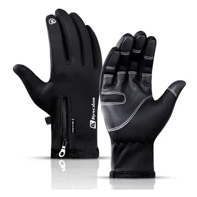 (Black, M) Winter Thermal Fleece Touchscreen Gloves Soft Fleece Cold Weather Fits For Cycling Hi