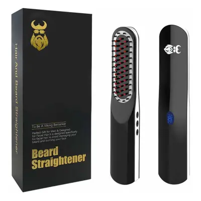 Beard Straightener, Beard Straightening Comb with Cordless/Mini Sized/Auto Shut Off for Travelin