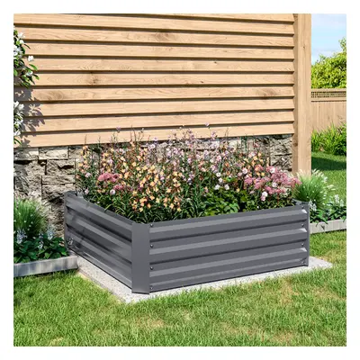 (Medium Size: 100cm W x 100cm D x 30cm H) Galvanized Steel Square Raised Garden Bed Planter Box