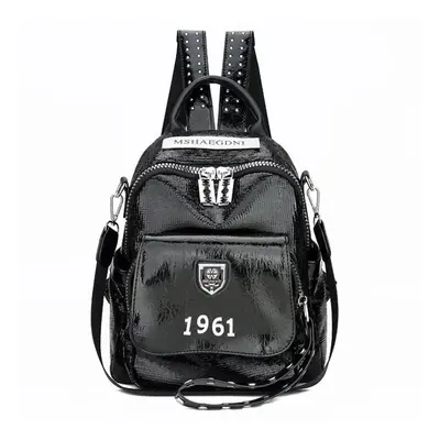 (black, 24cm*15cm*27cm) Backpack Female New Wild Fashion Small Fresh Pu Soft Leather Small Bag M