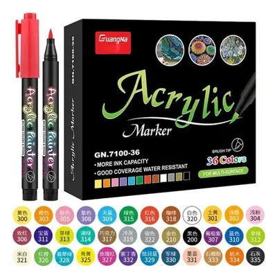 (36 colors) Acrylic Pen Acrylic Paint Brush Marker Pens For Fabric Canvas Art Rock Painting Ston