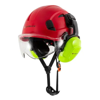 (Red +T Suit) Loebuck American Style Construction Work Safety Helmet With Goggles And Noise-redu