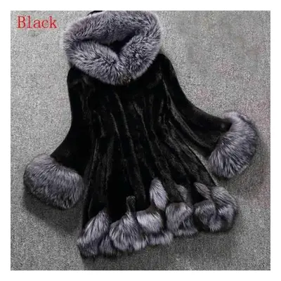 (black, 3XL) Winter Women Fashion Plus Size Coat Luxury Long Faux Fur Coat Ladies Warm Coat Outw