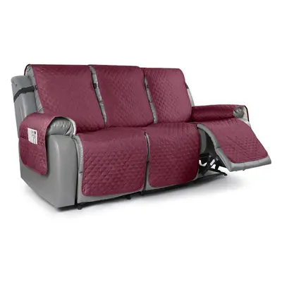 (burgundy, Seat) 2 Seat Non-slip Recliner Chair Cover Sofa Slipcover Reversible Pet Cover Protec