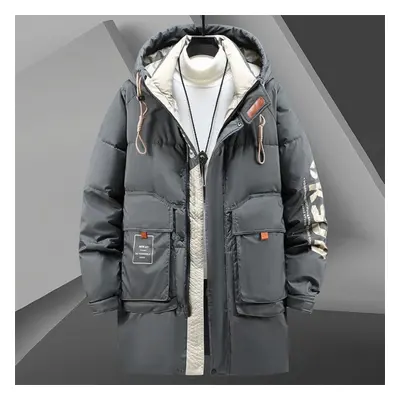 (grey, 10XL) Winter Men&apos;s Large Size Mid-length Loose Casual Thick Down Jacket