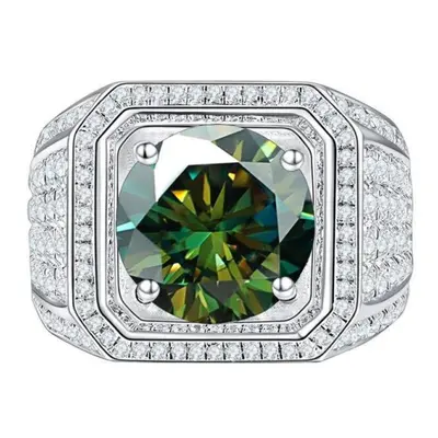 (green, 7) Bagueringen Man&apos;s S925 Sterling Silver Jewelry Luxury 1ct D Color Moissanite Dia