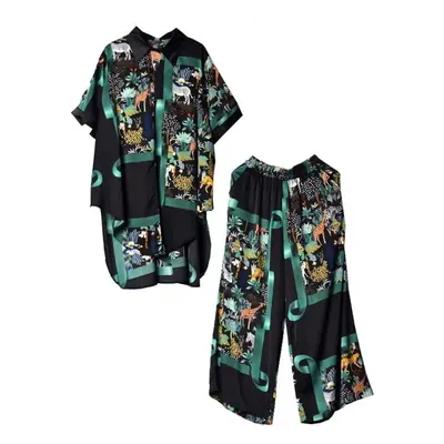 (green, One Size) Xitao Print Fashion Women Two Piece Set Wld11384